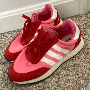 Adidas, pink and red sneakers